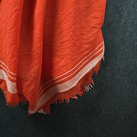 TORY BURCH Style 51155115 Sz 32" x 80"  Wool Scarf POPPY ORANGE 619 MSRP $195 - Picture 5 of 9